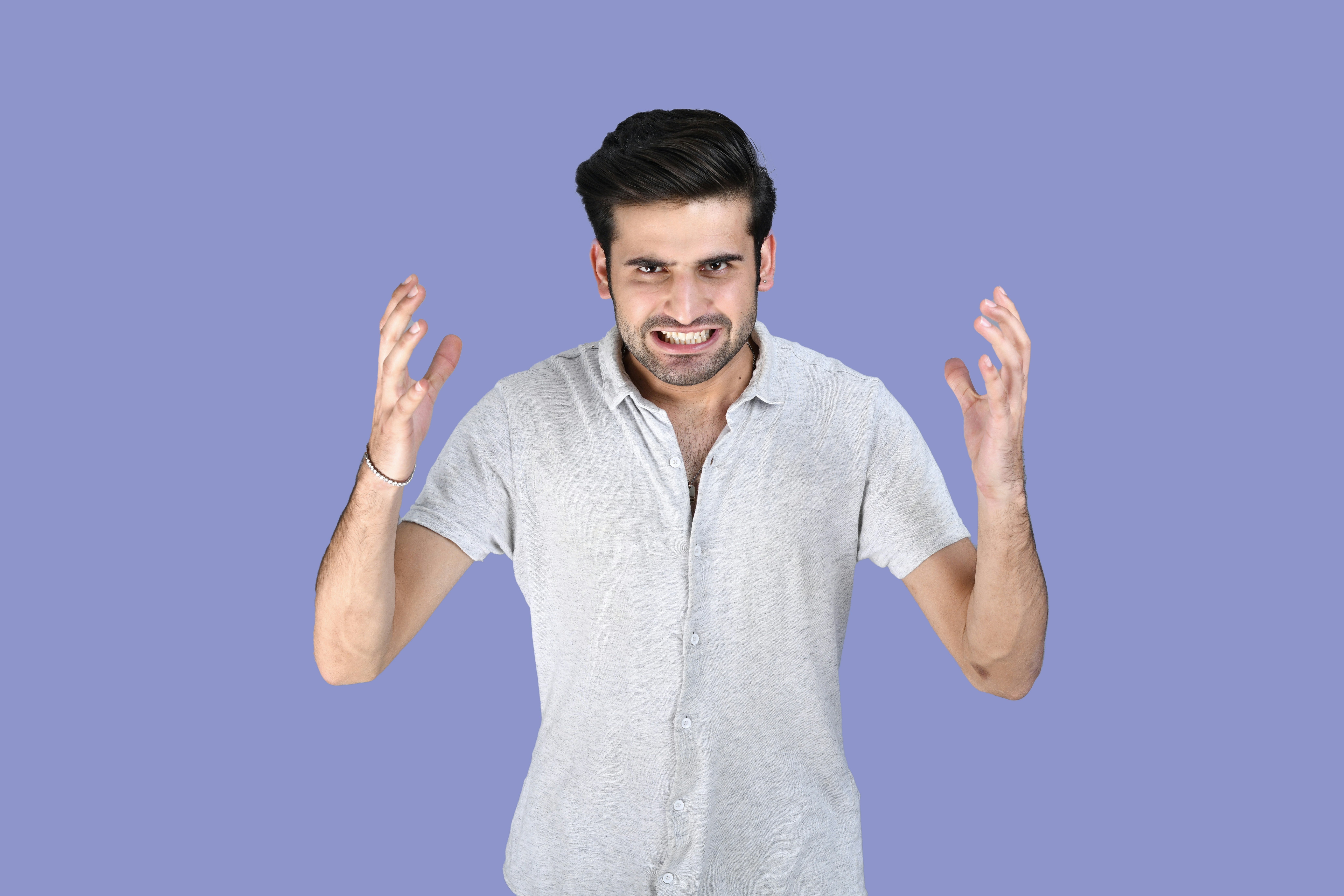 a person with the hands up