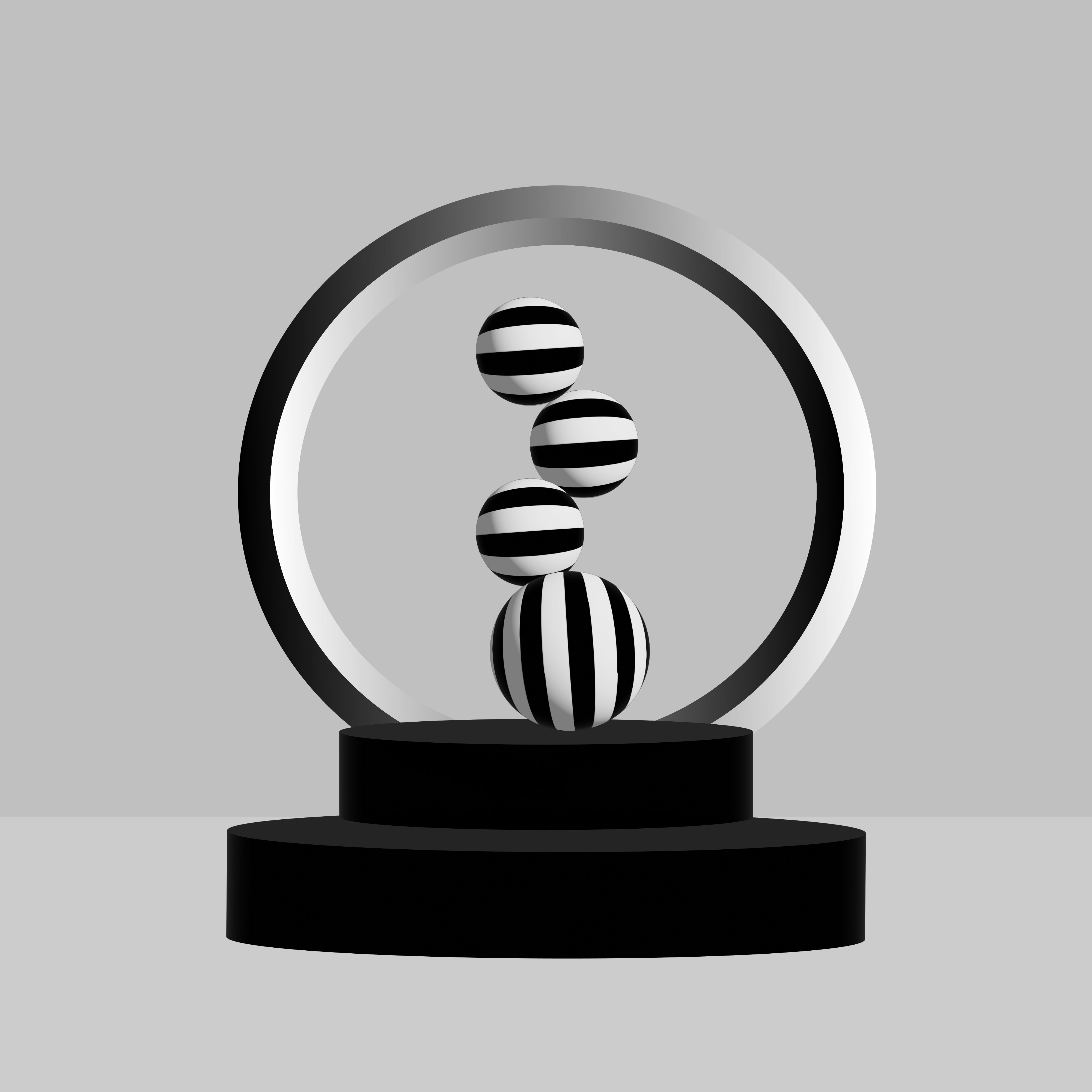 Black and white podium 3d render for product display, product advertisement background wallpaper hd by Magic Trick a black and white photo of a ball on a stand