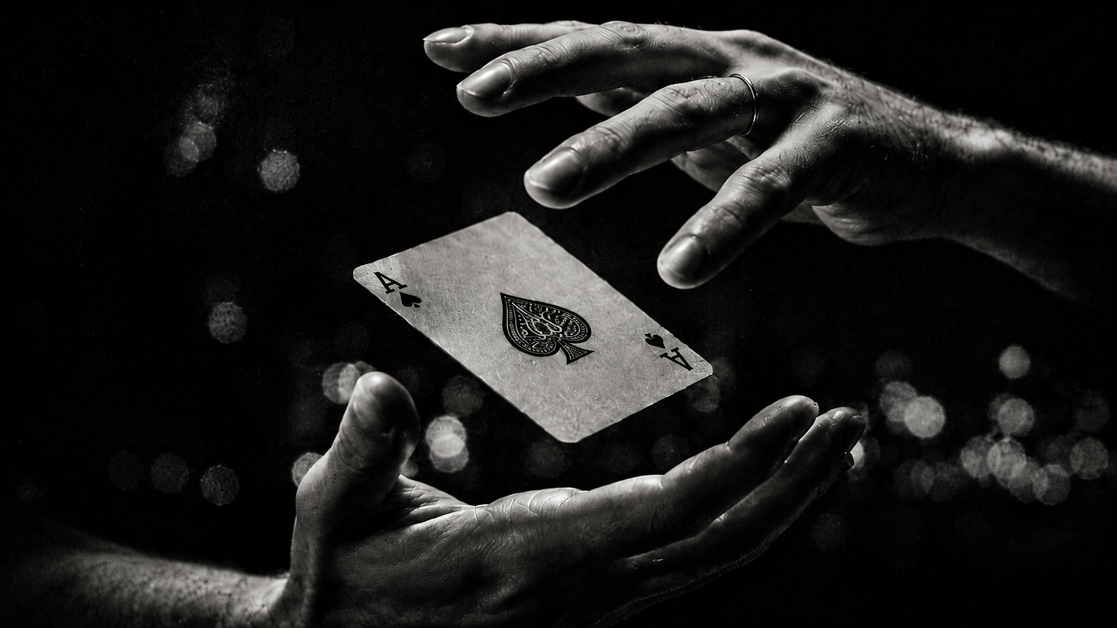 🎩 Conclusion by Magic Trick Magician's hands levitating an ace of spades playing card
